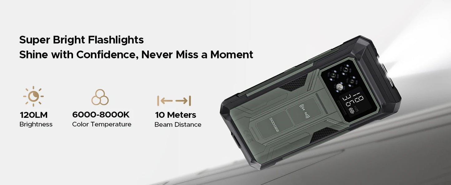 DOOGEE S200 Max 5G Rugged Phone Dual light Flashlight 16GB 512GB 22000mAh 66W 1.32" Rear Display 6.72” 120Hz NFC Smartphone