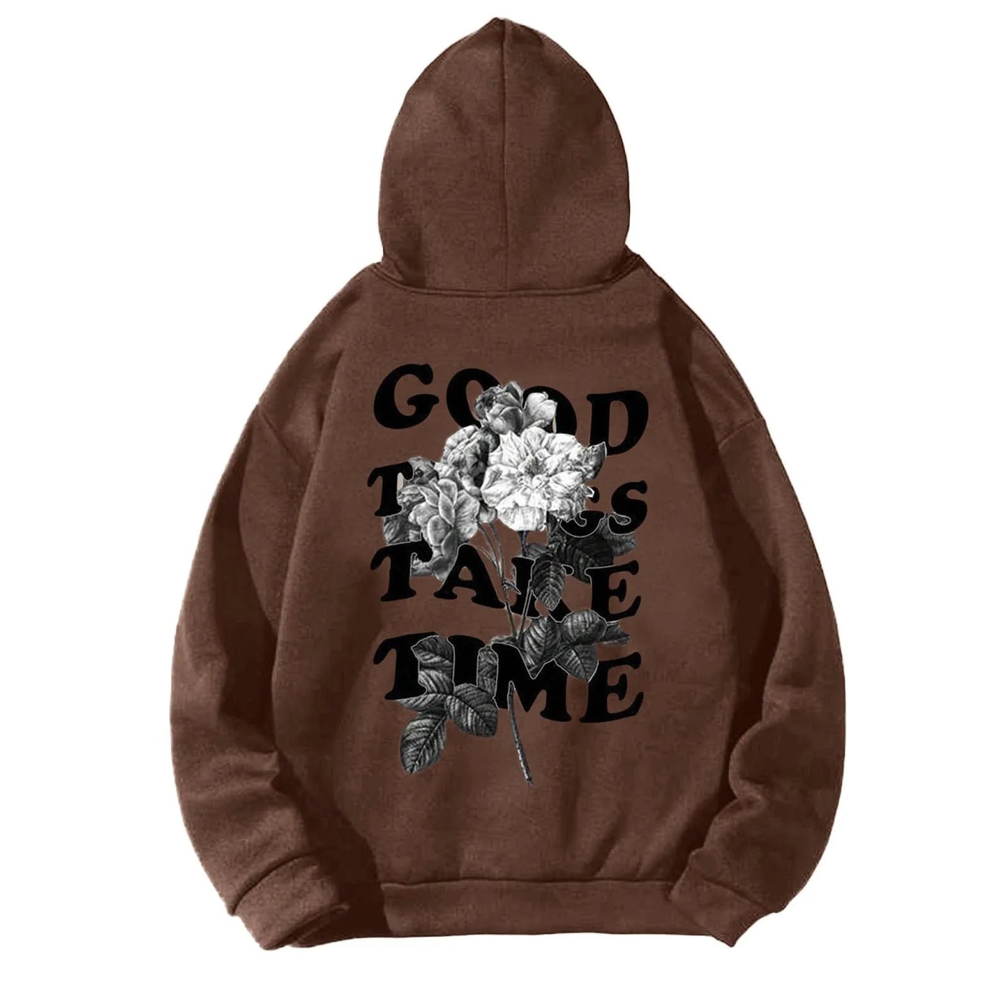 Unisex Fall Harajuku Style Embroidered Streetwear Long Sleeve Baggy Hooded Sweatshirt Fashion Casual Comfy Pullover Hoodies