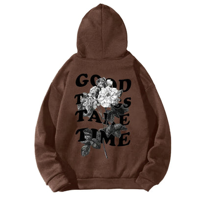 Unisex Fall Harajuku Style Embroidered Streetwear Long Sleeve Baggy Hooded Sweatshirt Fashion Casual Comfy Pullover Hoodies