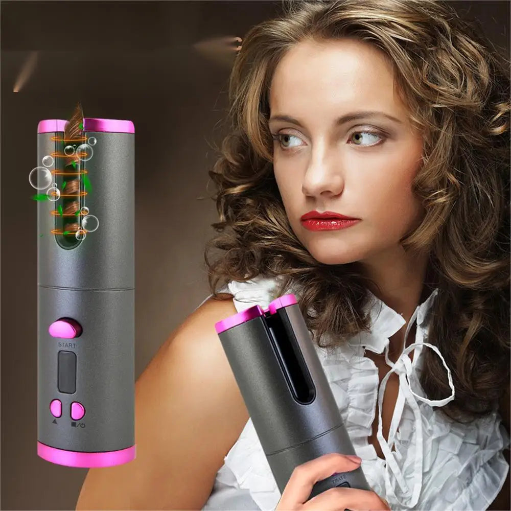 Automatic Curling Iron Portable Hair Straightener Electric Styling Rotating Anti-Flame Design Professional Hair Curler USB Charg