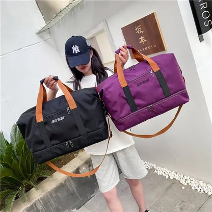 1 piece of 18.11 inch large capacity unisex men's and women's sports bag and travel bag, weekend sports travel bag with shoe com