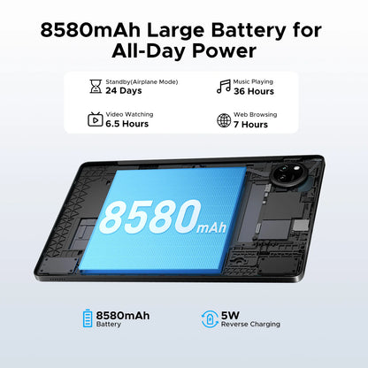 DOOGEE Tab A9+ 2 IN 1 Smart Tablet PC Android 15 11'' Display 20GB RAM(4+16) 64GB ROM 8580mAh Battery Dual Speakers Widevine L1