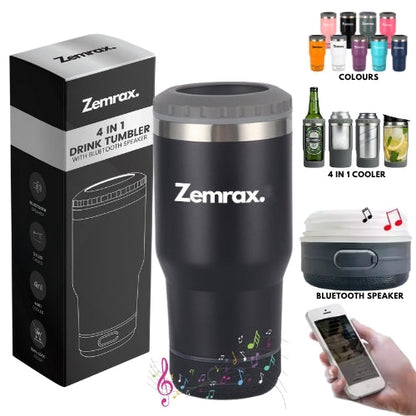 Zemrax 4-in-1 Drink Tumbler with Bluetooth Speaker