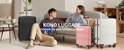 Kono  Fashion Luggage Set, Lightweight ABS Hard Shell Trolley Suitcases with TSA Lock, 4 Spinner Wheels (2/3/4/6 Pcs Set)
