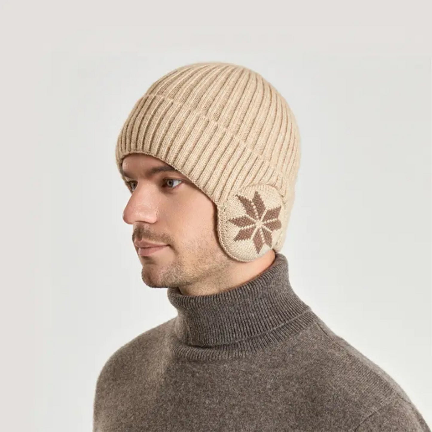 Men's Winter Warm Knitted Woolen Hat with Thickened Design for Outdoor Cycling and Ear Protection