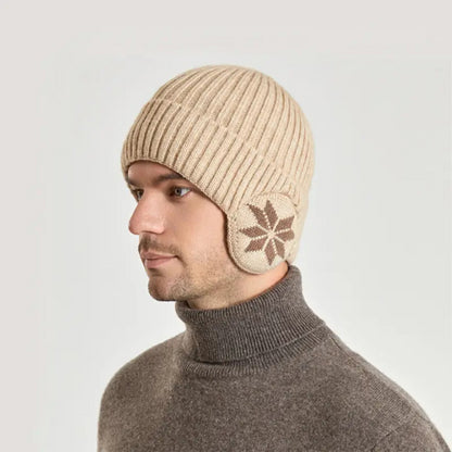 Men's Winter Warm Knitted Woolen Hat with Thickened Design for Outdoor Cycling and Ear Protection