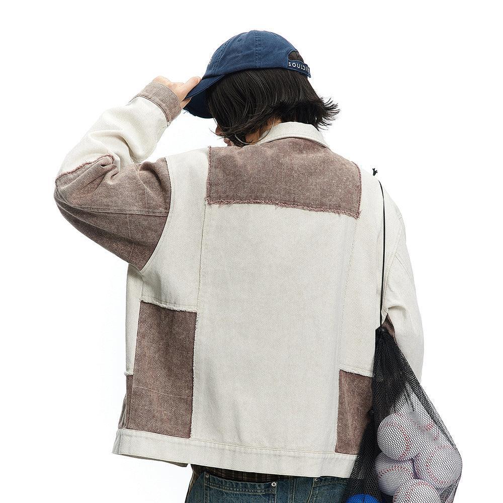 Color Patchwork Denim Jacket – Irregular Design