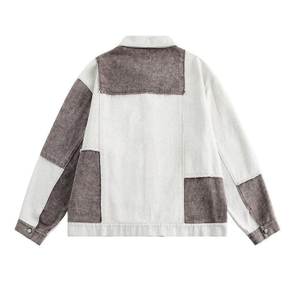 Color Patchwork Denim Jacket – Irregular Design