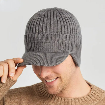 Outdoor Thickened Wool Knitted Hat Cap with Ear Protection - Windproof & Warm for Cycling and Hiking