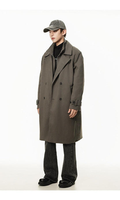 Double Breasted Men's Over the Knee Trench Coat