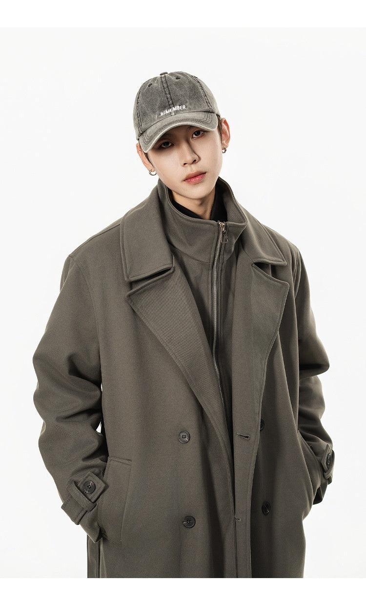 Double Breasted Men's Over the Knee Trench Coat