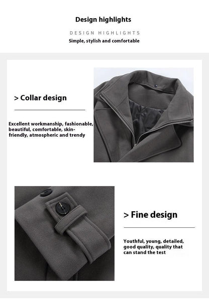 Double Breasted Men's Over the Knee Trench Coat