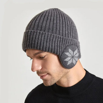 Men's Winter Warm Knitted Woolen Hat with Thickened Design for Outdoor Cycling and Ear Protection