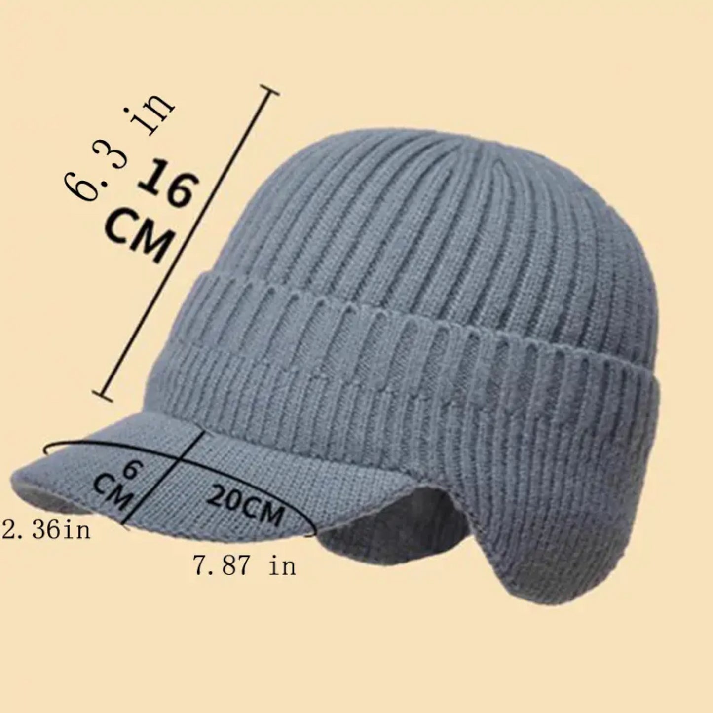 Outdoor Thickened Wool Knitted Hat Cap with Ear Protection - Windproof & Warm for Cycling and Hiking