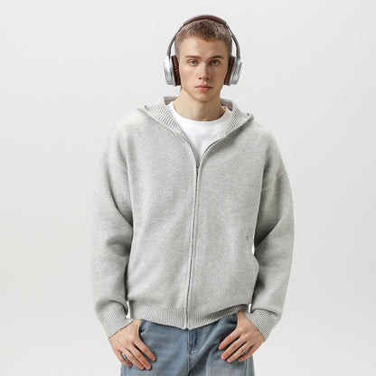 Faux Deer Velvet Retro Knit Hoodie