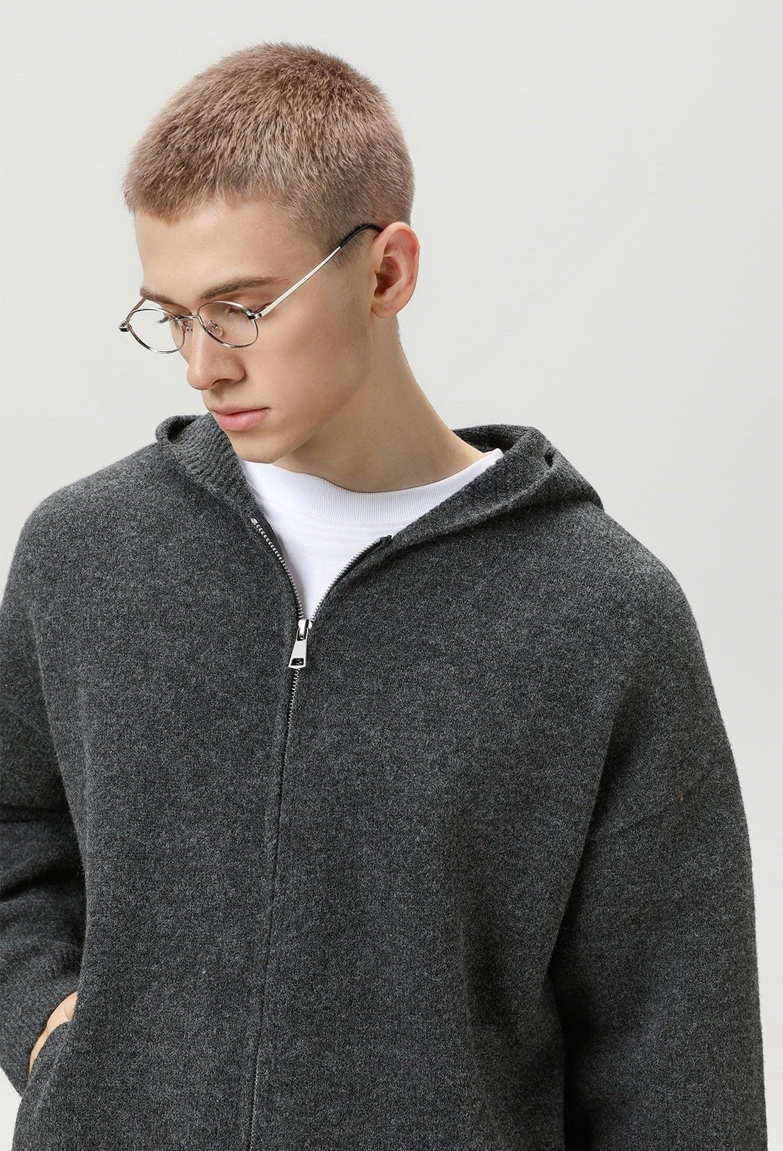 Faux Deer Velvet Retro Knit Hoodie