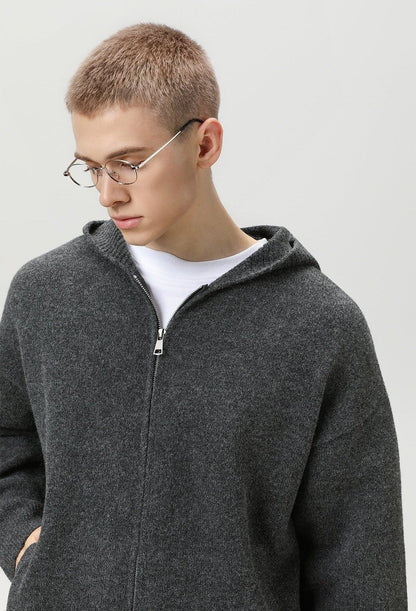 Faux Deer Velvet Retro Knit Hoodie