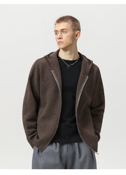 Faux Deer Velvet Retro Knit Hoodie