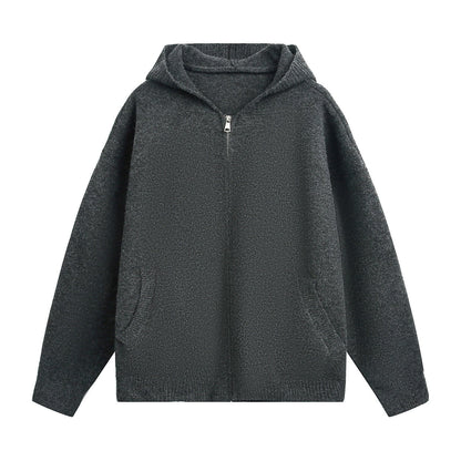 Faux Deer Velvet Retro Knit Hoodie
