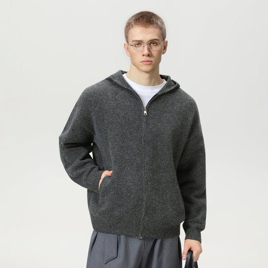 Faux Deer Velvet Retro Knit Hoodie