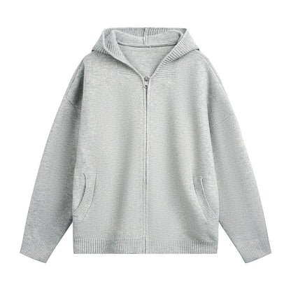 Faux Deer Velvet Retro Knit Hoodie