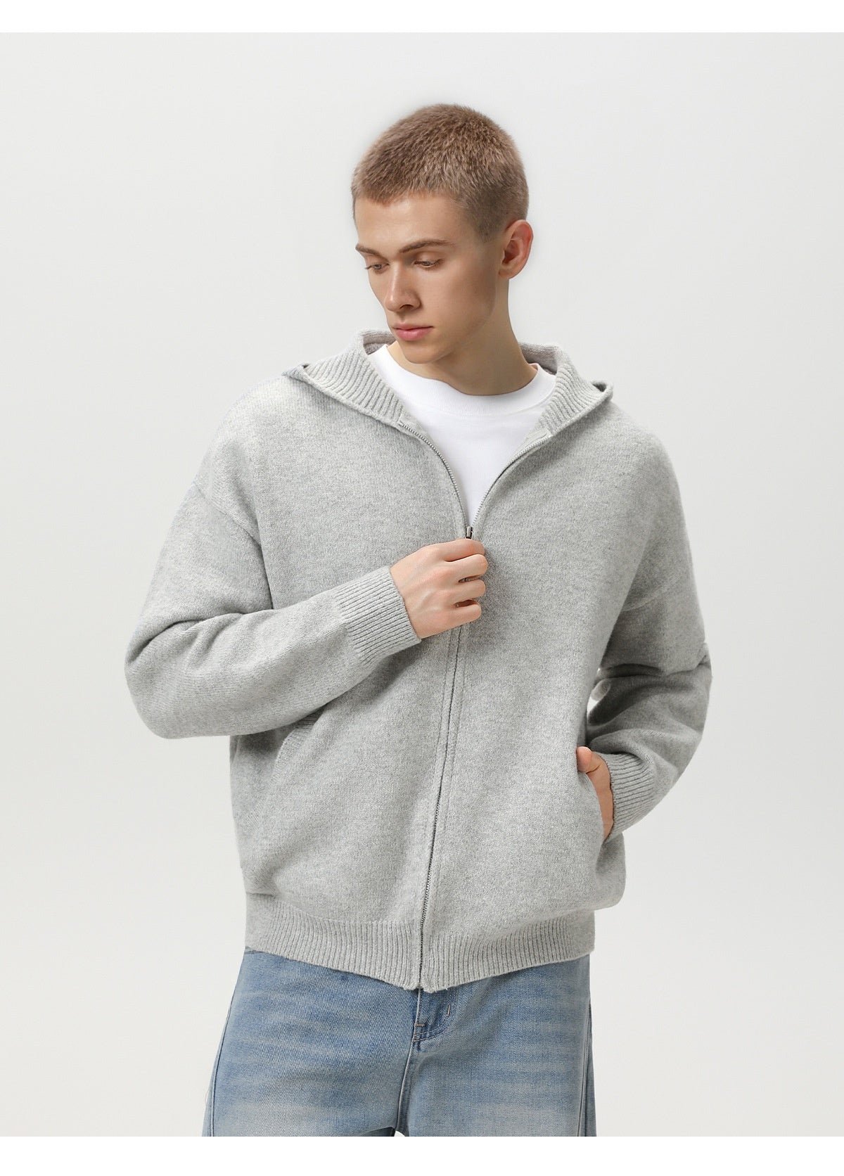 Faux Deer Velvet Retro Knit Hoodie