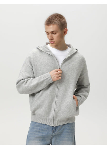 Faux Deer Velvet Retro Knit Hoodie