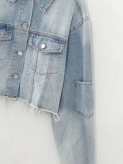 Short Color-Matching Denim Jacket