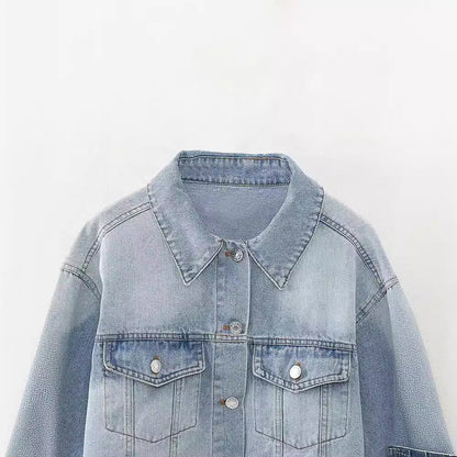 Short Color-Matching Denim Jacket