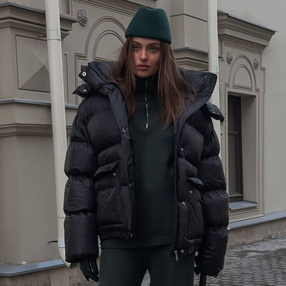 Warm Cotton-Padded Hooded Overcoat