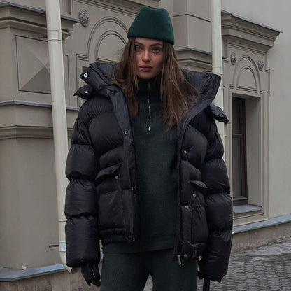 Warm Cotton-Padded Hooded Overcoat