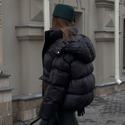 Warm Cotton-Padded Hooded Overcoat