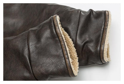 Winter Coat PU Leather Coat with Lamb Wool Lining