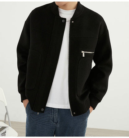 Woolen Coat - Short Baseball Style