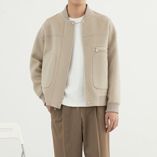 Woolen Coat - Short Baseball Style